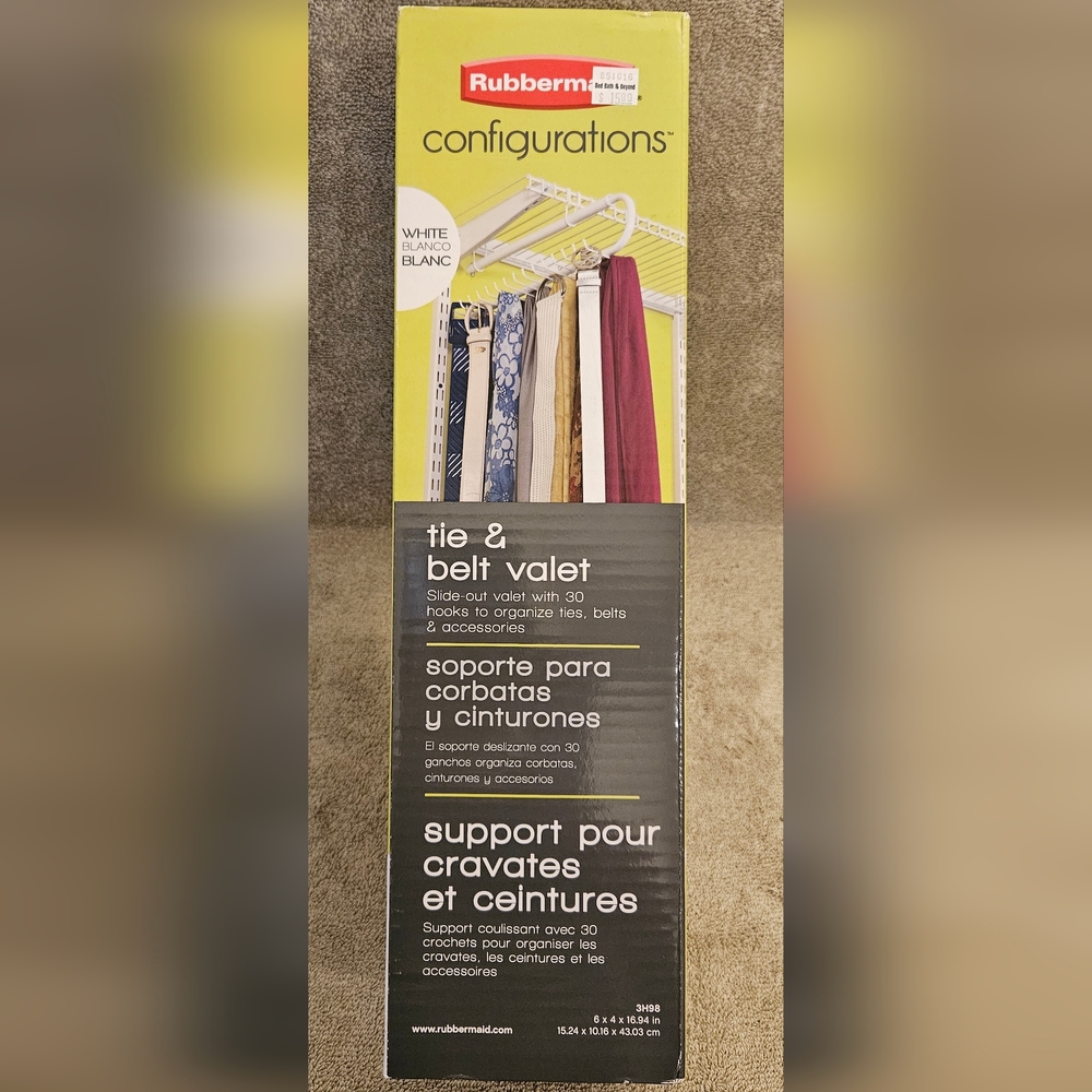 COPY - Rubbermaid Closet Configurations Tie & Belt Valet, White, NWT